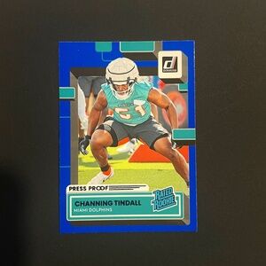 Channing Tindall: Miami Dolphins Linebacker 2022 Panini Press Proof/Rated Rookie